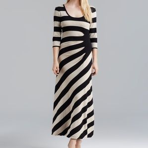 Calvin Klein Black & Camel Stripe Maxi Dress